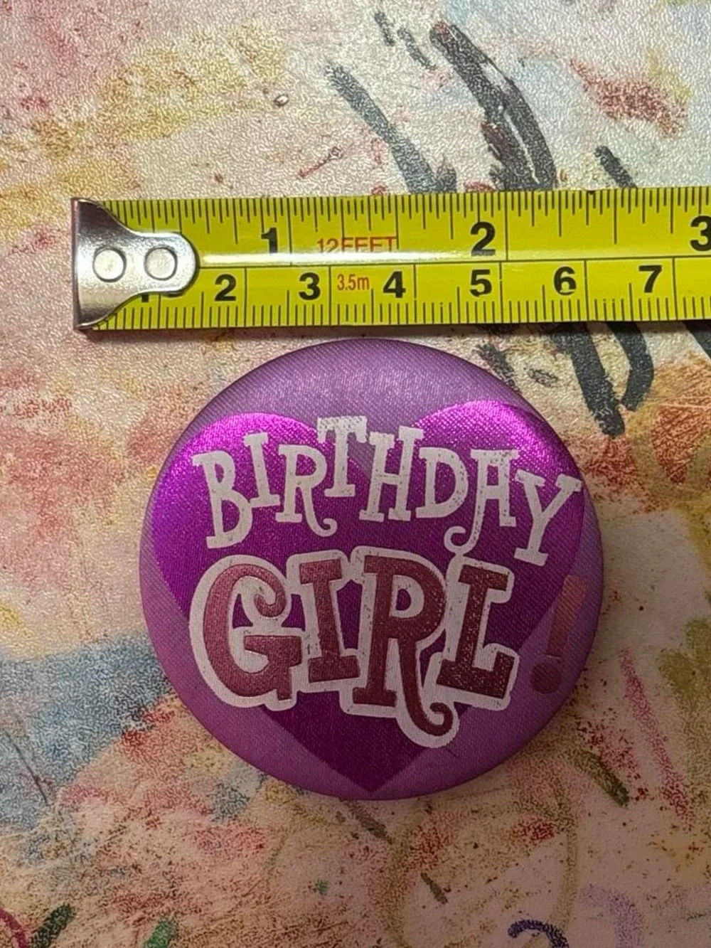 Birthday Girl Purple Button Pin